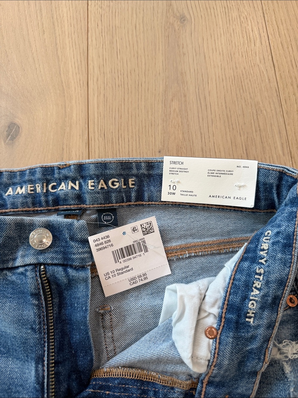 NWT American Eagle Stretch Curvy Straight Jeans Size 10 - Picture 2 of 6